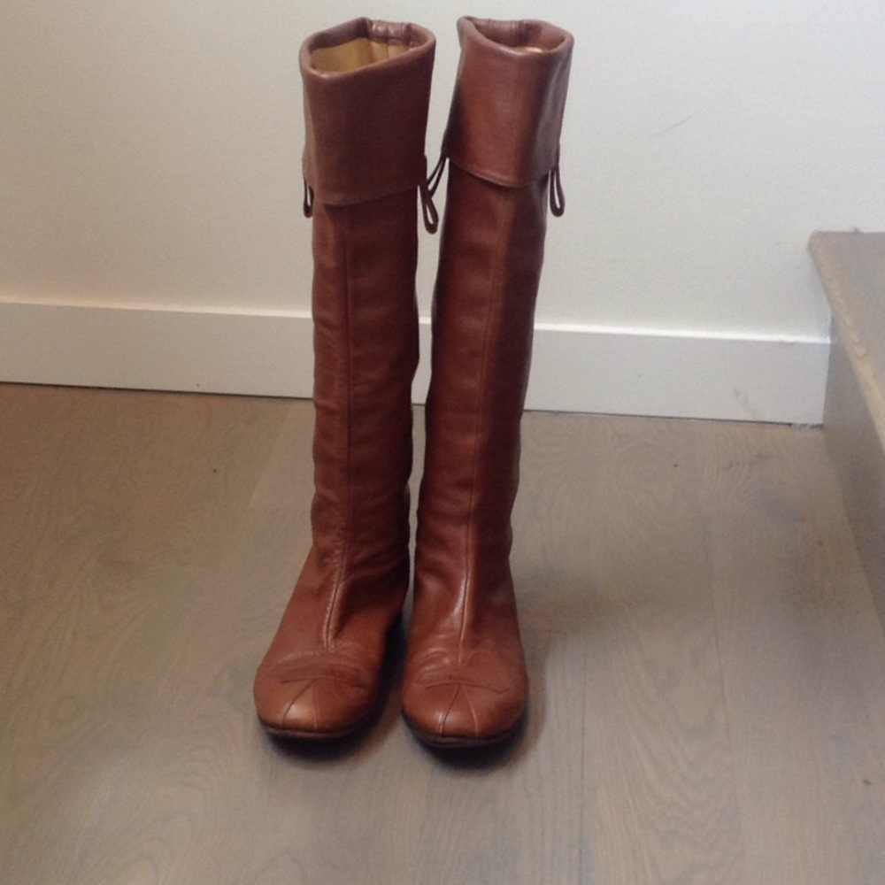 Mayle Tall brown leather boots.